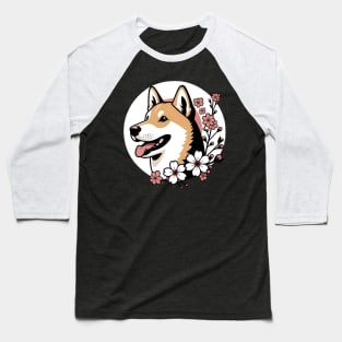 Canaan Dog Welcomes Spring with Cherry Blossoms Elegance Baseball T-Shirt